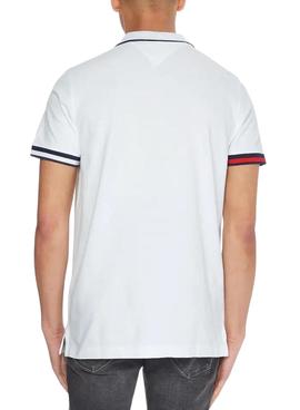Polo Tommy Jeans Regular Flag Blanco para Hombre
