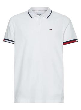 Polo Tommy Jeans Regular Flag Blanco para Hombre