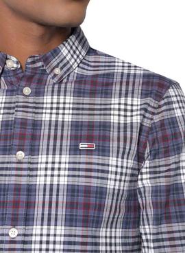 Camisa Tommy Jeans Essential Poplin Check Azul