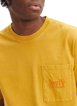Camiseta Levis Con Bolsillo Amarilla Para Hombre