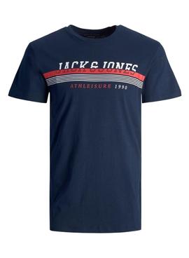 Camiseta Jack And Jones Logo Marina Para Hombre