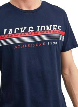 Camiseta Jack And Jones Logo Marina Para Hombre