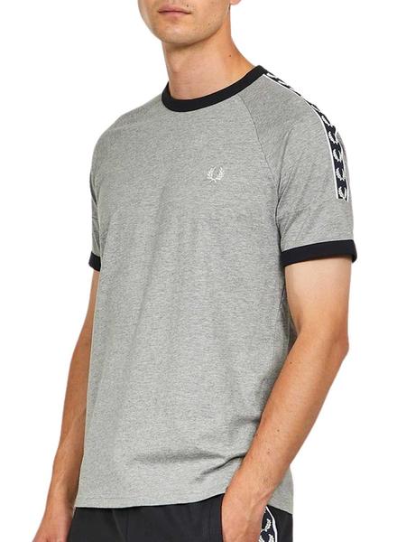 Camiseta Fred Perry Taped Ringer Gris Hombre