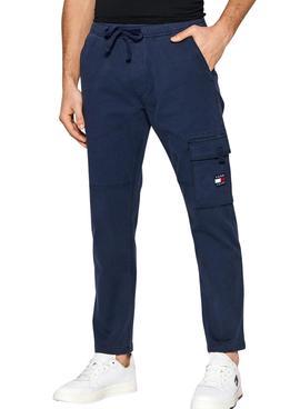 Pantalon Tommy Jeans Cargo Dad Dobby Marino Hombre