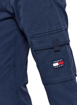 Pantalon Tommy Jeans Cargo Dad Dobby Marino Hombre