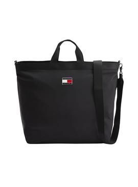 Bolso Tommy Jeans Tote Insignia Negra Para Mujer