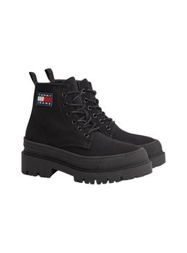 Botas Tommy Jeans Cordones Negras Para Mujer