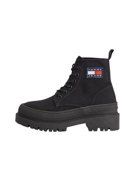 Botas Tommy Jeans Cordones Negras Para Mujer