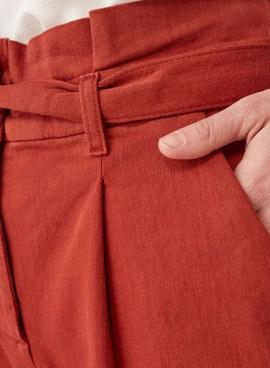 Pantalón Naf Naf Paperbag Fluido Teja Para Mujer