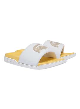 Chanclas Lacoste Croco Dualiste Blanco y Amarillo