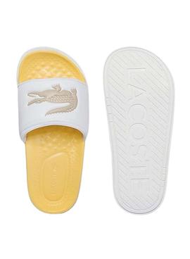 Chanclas Lacoste Croco Dualiste Blanco y Amarillo