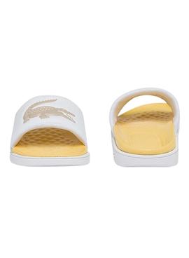 Chanclas Lacoste Croco Dualiste Blanco y Amarillo