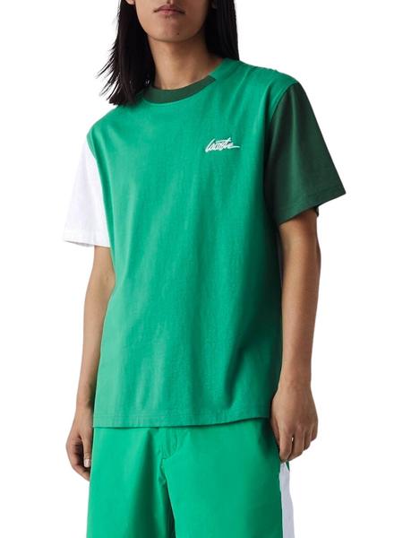 Camiseta Lacoste Live Color Block Verde 