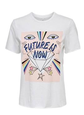 Camiseta Only Lucy Future Blanca Para Mujer