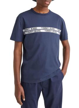 Camiseta Tommy Jeans Con Inscripción Marina Hombre