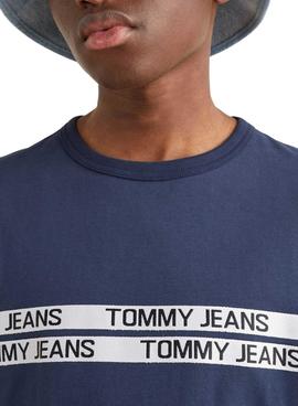 Camiseta Tommy Jeans Con Inscripción Marina Hombre