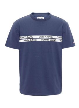 Camiseta Tommy Jeans Con Inscripción Marina Hombre