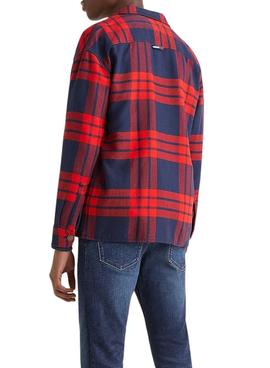 Sobrecamisa Tommy Jeans Cuadros Roja Hombre