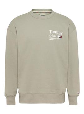 Sudadera Tommy Jeans Text Beige Para Hombre