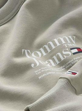 Sudadera Tommy Jeans Text Beige Para Hombre