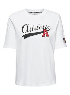 Camiseta Only Kina Athletic Blanca Para Mujer