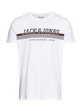 Camiseta Jack and Jones Logo Blanca Para Hombre