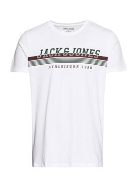 Camiseta Jack and Jones Logo Blanca Para Hombre