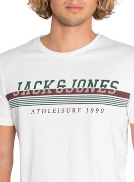 Camiseta Jack and Jones Logo Blanca Para Hombre