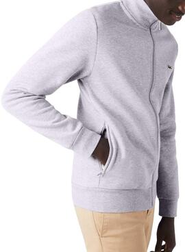 Sudadera Lacoste Brushed Gris Para Hombre