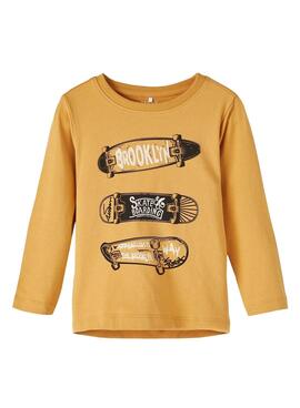 Camiseta Name It Lafun Skate Amarillo Para Niño