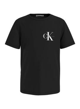 Camiseta Calvin Klein Monogram Negra Para Niño