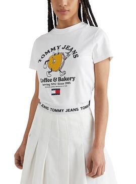 Camiseta Tommy Jeans Baby Bagel Blanca Para Mujer