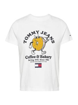 Camiseta Tommy Jeans Baby Bagel Blanca Para Mujer