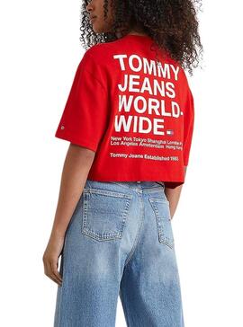 Camiseta Tommy Jeans Super Crop Roja Para Mujer