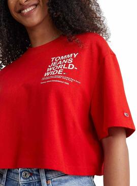 Camiseta Tommy Jeans Super Crop Roja Para Mujer