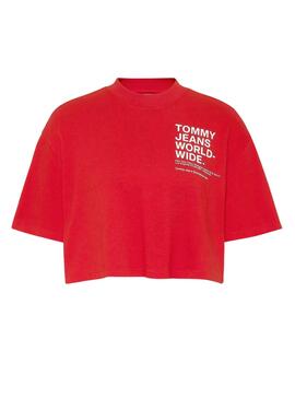 Camiseta Tommy Jeans Super Crop Roja Para Mujer