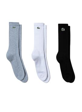 Pack 3 Calcetines Lacoste Básicos Altos Gris