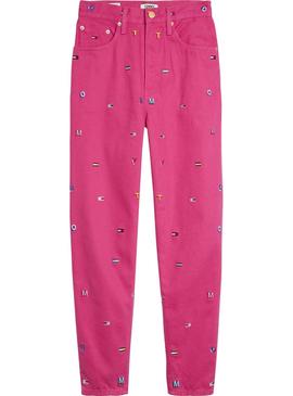 Pantalon Vaquero Tommy Jeans Embroidery Rosa 