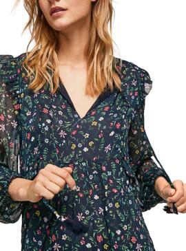 Vestido Pepe Jeans Demi Flores Marino Para Mujer