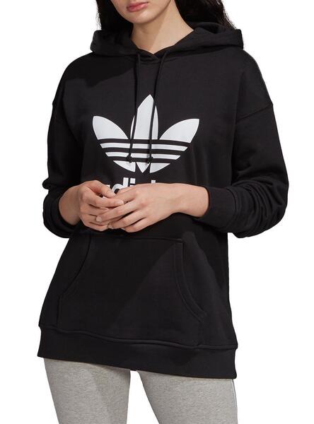 Mujer hermosa abajo Circunferencia Sudadera Adidas TRF Hoodie Negro Para Mujer