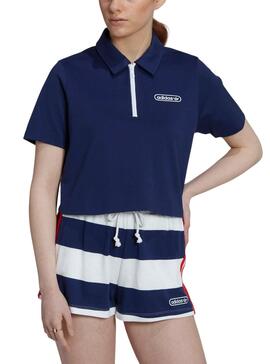 Polo Adidas Cremallera Marino Para Mujer