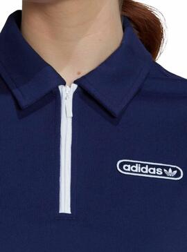 Polo Adidas Cremallera Marino Para Mujer