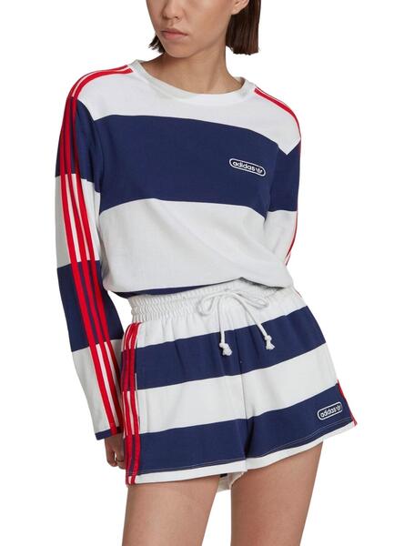 Sudadera Adidas Stripes Blanca Mujer