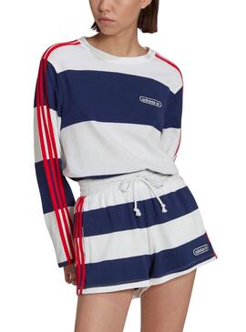 Sudadera Adidas Stripes Blanca Para Mujer