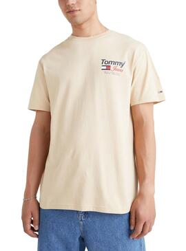 Camiseta Tommy Jeans Ahtletic Beige Para Hombre