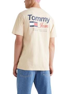 Camiseta Tommy Jeans Ahtletic Beige Para Hombre