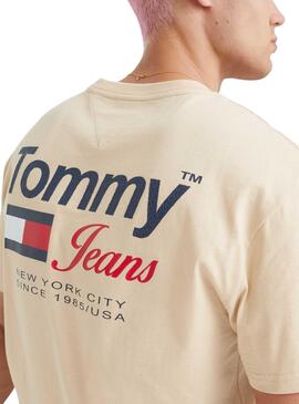 Camiseta Tommy Jeans Ahtletic Beige Para Hombre