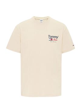 Camiseta Tommy Jeans Ahtletic Beige Para Hombre