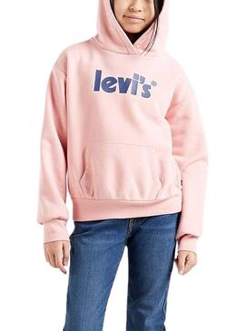 Sudadera Levis Poster Logo Rosa Para Niña