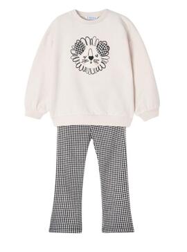 Conjunto Mayoral Leggings Vichy Blanco Para Niña